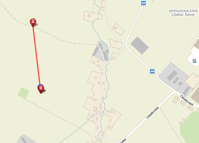 2. PRAKTICKÁ ČÁST TESTOVÁNÍ v úterý 4.10.2011 mezi 11. a 13. hodinou. Západně od základny ve vzdálenosti asi 500 metrů probíhalo vedení velmi vysokého napětí. Obr. 2.9: Lokalita Liberec 2.