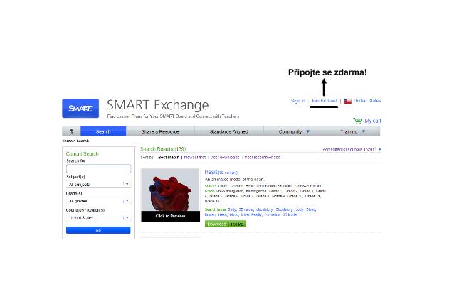 TIP: Klikněte na Click here to browse 3D content on the SMART Exchange website otevře se dialogové okno s nabídkou 3D objektů v