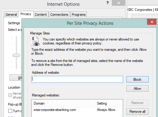6.4. Nastavení Zabezpečení Klikněte na záložku Zabezpečení (Privacy), ikona Důvěryhodné servery, tlačítko Servery, do políčka Přidat tento webový vyplňte: o o o https://business.isabel.