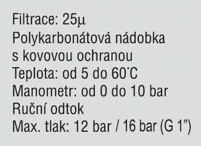 průtok: od 500 do 13 500 l/min - Dodáváme sestavy tříkusové nebo dvoukusové filtr s regulátorem (vč.