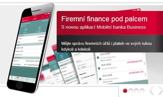 AKTUÁLNÍ INOVACE KOMERČNÍ BANKY Mobilní banka Business Okamžitý přehled o transakcích a zůstatcích na firemních účtech Možnost vícenásobné / víceúrovňové autorizace Automatické