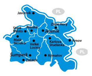 STRUČNÁ CHARAKTERISTIKA REGIONU Turistická oblast Jeseníky se rozkládá v regionu Severní Moravy a Slezska. Tvoří ji Hrubý Jeseník, Králický Sněžník, Rychlebské hory a Nízký Jeseník.