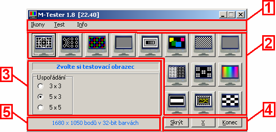 6 PROGRAM PRO TESTOVÁNÍ MONITORŮ Pro pohodlné testování monitorů na uvedené vlastnosti jsou vytvářeny různé testovací programy. Obsahují testy jak pro subjektivní, tak i objektivní metody měření. 6.