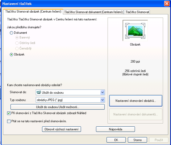 Při skenování nastavujeme barevnou hloubku a rozlišení, pak sejmeme hrubý náhled, vybereme požadovanou část a tuto naskenujeme s nastavenými parametry. Skenování plochých předmětů (mince, listy,.