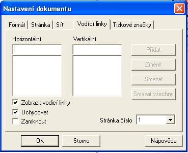 1. Nastavení dokumentu V nabídce Soubor/Nastavení dokumentu zvolíme Formát a Nový.