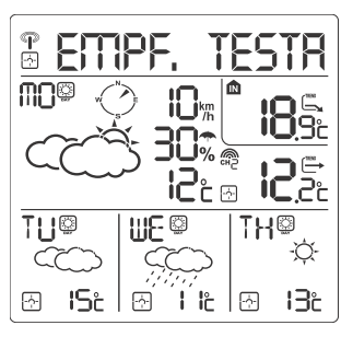 Je-li meteostanice schopná přijímat signál Meteotime, zobrazuje se na druhém řádku displeje symbol Meteotime, v opačném případě se zobrazuje symbol.