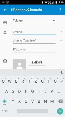 Přidání nového kontaktu Klepněte na ikonu Kontakty a v pravém dolním rohu menu vyberte ikonu pro přidání nového kontaktu.