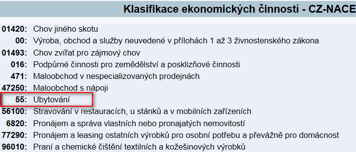 Aktivní zemědělec NEGATIVNÍ ČINNOSTI ARES Př. Pokud má žadatel v CZ NACE evidován např.