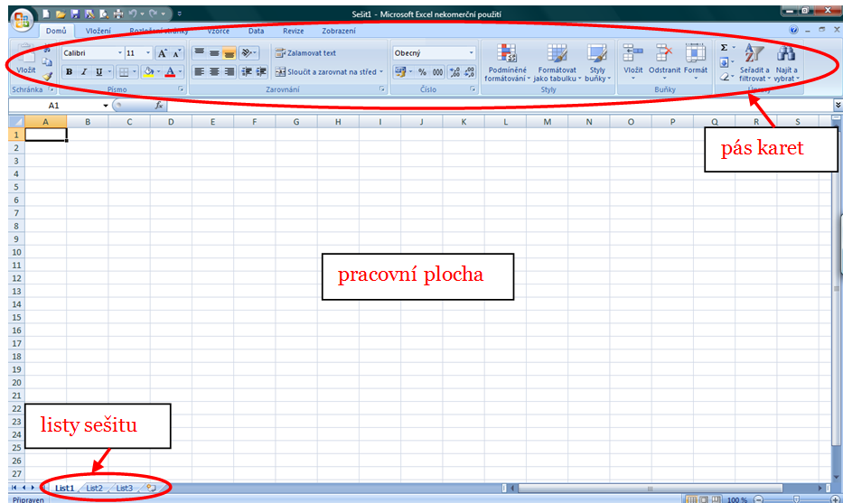 22 Kancelářské aplikace vyuţívané na školách 2.2 Excel Aplikace Excel slouţí ke tvorbě tabulek a grafů.
