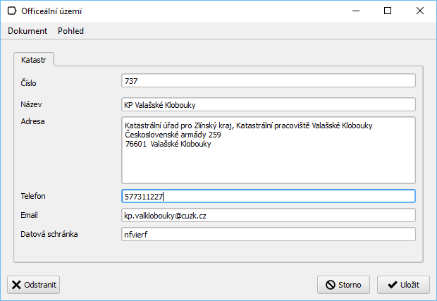 Uživatelská příručka GeoSign 30 Na straně příjemce (katastrální pracoviště) se vyplňuje identifikátor datové schránky katastrálního pracoviště. V aplikaci už jsou potřebné identifikátory vyplněné.
