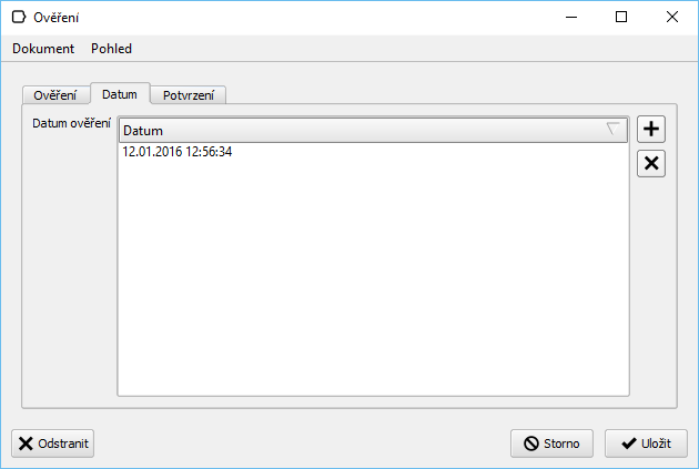 Uživatelská příručka GeoSign 34 Karta Datum Při zpracování projektu se automaticky ukládá datum a čas ověření.