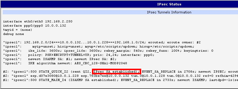 Obrázek 4: DHCP status 1.6 IPsec status Informace o aktuálním stavu IPsec tunelu lze vyvolat volbou položky IPsec v menu.