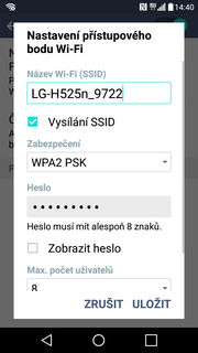 Vymyslíte si přístupové heslo do Wi-Fi hotspotu a stisknete tlačítko Uložit. A je to!