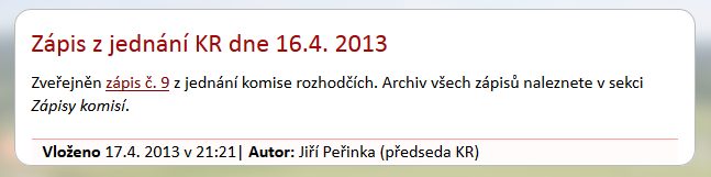 Následující obrázek ilustruje formulář pro vkládání nového zápisu z jednání odborné komise. Obr. č.