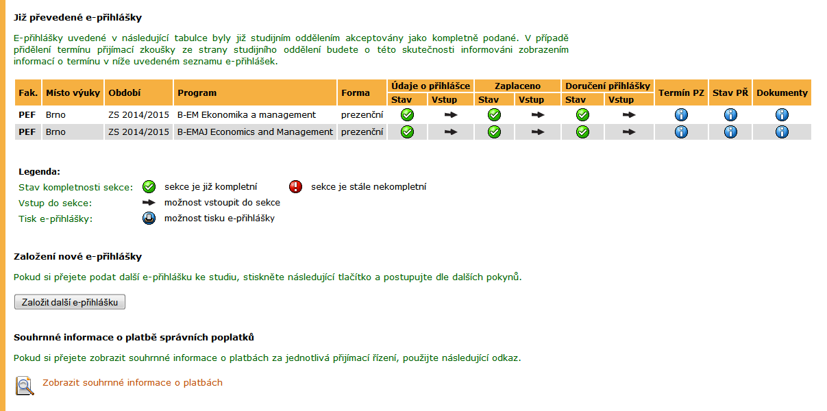 1 ELEKTRONICKÁ PŘIHLÁŠKA KE STUDIU NA ČZU Obr. 10 Převedené e-přihlášky 1.