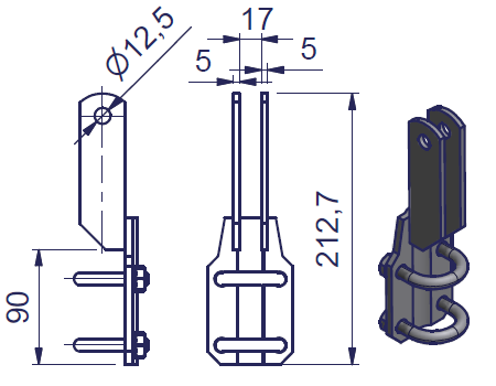 SVĚRNÁ KONCOVKA JEDNODUCHÁ BEZ SOUDEČKU CLAMPING END-PIECE OF SIMPLE DESIGN, WITHOUT BARREL SVĚRNÁ KONCOVKA JEDNODUCHÁ SE SOUDEČKEM