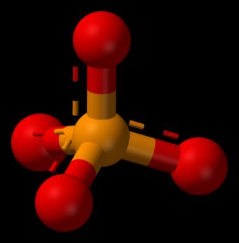 [17] Iont fosforečnanu je polyatomový iont s empirickým vzorcem a molární hmotností 94,97 g/mol. Skládá se z jednoho centrálního atomu fosforu obklopeného čtyřmi atomy kyslíku v čtyřbokém uspořádání.