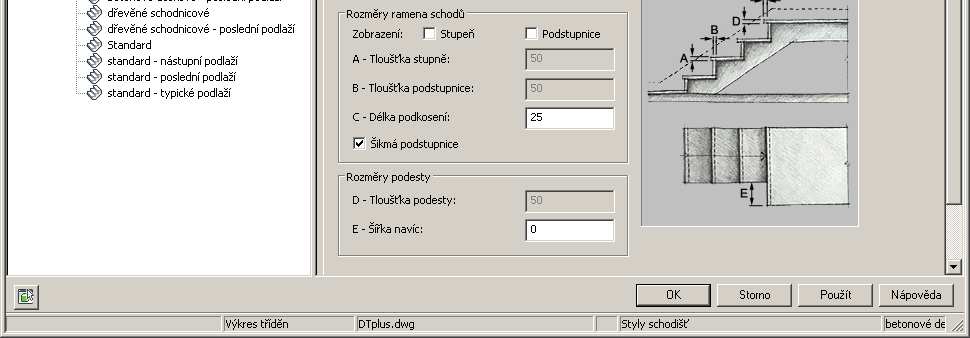 zatrhneme Povolit různé schodiště,