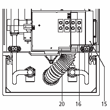 10 Elektrické napojení (jen odborníkem) Elektrické napojení zdola 1. Odizolujte přípojný kabel zhruba 6 cm nad výstupem ze zdi.