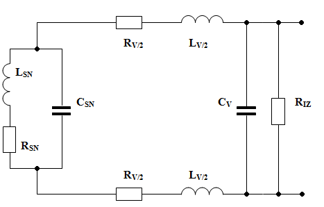 22 Z náhradního schématu je také patrný vliv přívodního vedení. U přívodů se musí uvaţovat odpor R V [ ], indukčnost L V [ ], kapacita mezi vodiči (popř. proti zemi) C V [F] a izolační odpor R IZ [ ].