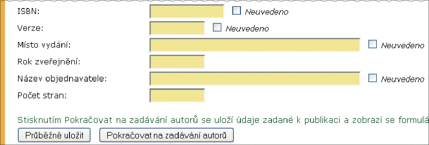 10 MOJE PUBLIKACE Obrázek 46 Uspořádání (zorganizování) konference údajem. Stisknutím tlačítka Pokračovat na zadávání autorů se přejde na zadávání autorů publikace.