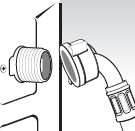 2. Umístěte přívodní hadici do připojení přívodní hadice na zadní straně přístroje. Ujistěte se, že je bezpečně utažena. 3.