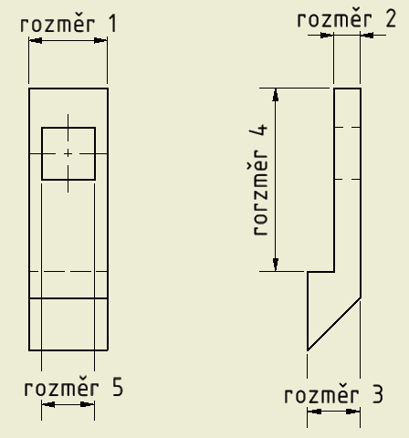 3.10. Kontrola rozměrů Na vytištěném modelu bude kontrolováno celkem 5 rozměrů, viz obrázek č. 24. Rozměry budou kontrolovány digitálním posuvným měřidlem s přesností 0,02 mm.