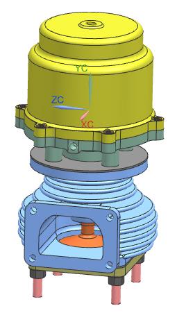 Obrázek 33 Model obtokového ventilu [31] Kontrolní tlakový výpočet plynu působícího na čelo ventilu.