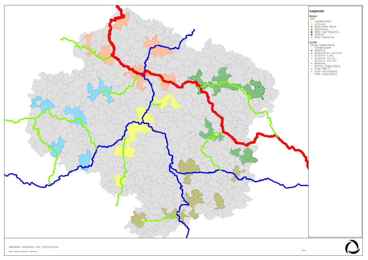 Obrázek 3 Železniční síť celostátní v síti TEN - T červeně, celostátní síť mimo TEN T modře, regionální síť zeleně 5 Obrázek 4 Silniční síť,