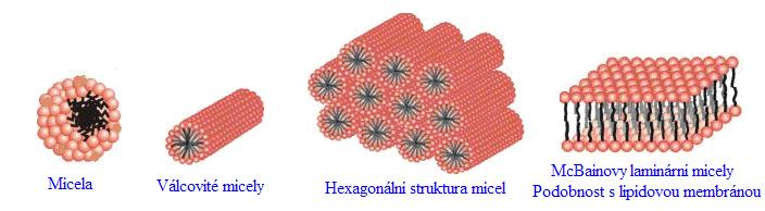 skupiny chtějí snížit dotykovou plochu s vodou, přičemž mají afinitu ke vzduchu, zatímco hydrofilní hlavy zůstávají ve vodné fázi, jelikož jsou v ní rozpustné.