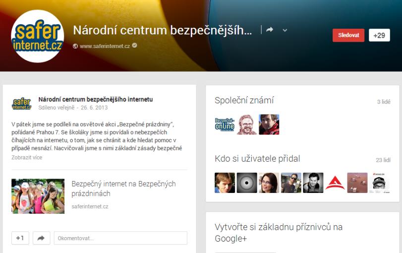 Pro diseminaci aktuálních událostí z různých akcí anebo sdílení zajímavých odkazů ze světa bezpečného online Národní centrum
