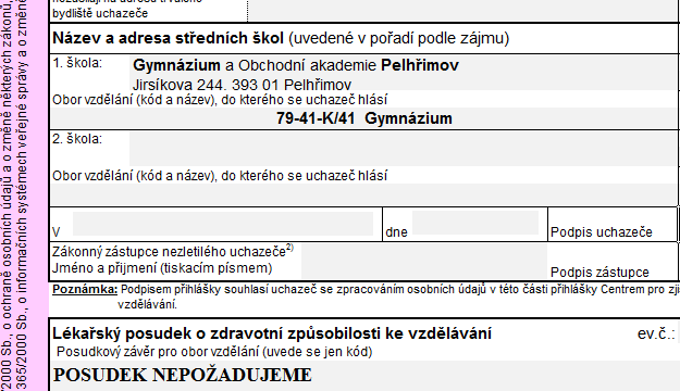 Formulář přihlášky nový formulář přihlášky můžete stáhnout na webu