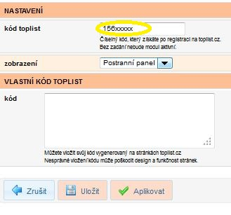 Po této registraci bude vygenerován unikátní kód, který vložíte do administrace KOMPLETWEBU.