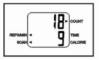 POČÍTAČ Během cvičení můžete využít pěti módů pro sledování Vašeho výkonu. SCAN Automatické přepínaní mezi časem cvičení (TIME), počtem spálených kalorií (CALORIE) a počtem opakování (REPS/MIN).