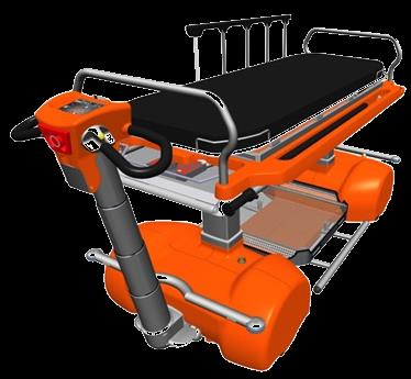 UNIVERZÁLNÍ ROBOTICKÝ STRETCHER SE VŠESMĚROVÝMI KOLY Robotický stretcher je v podstatě motorovou pojízdnou miniresuscitační jednotkou, s plnohodnotným přístrojovým vybavením, určený pro rychlý a