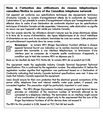 Upozornění pro uživatele kanadské telefonní sítě Upozornění pro uživatele německé telefonní sítě Regulatorní informace pro bezdrátové produkty Tato část obsahuje informace o předpisech týkajících