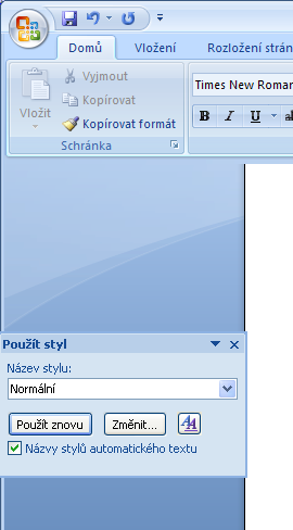 1. Vyberte text, pro který chcete pouţít styl. Můţete například vybrat text, z něhoţ chcete vytvořit nadpis. Chcete-li změnit styl pro celý odstavec, klepněte na libovolné místo v odstavci. 2.