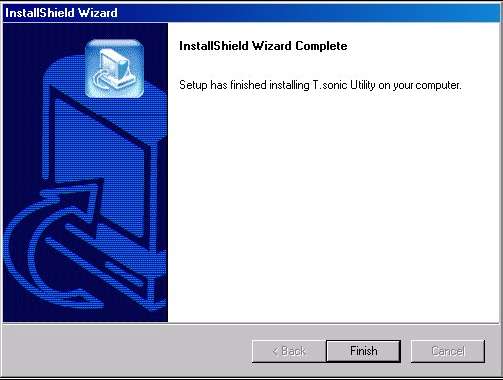 InstallShield Wizard vás provede instalačním procesem programu Utility pro T.sonic. Obr.