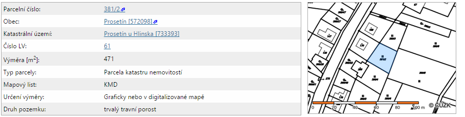 E. Přílohy I. Výpisy z katastru nemovitostí a vyobrazení v katastrální mapě II.