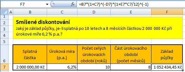 Smíšené diskontování Příklad