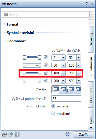 18 Architektura Allplan 2015 Nový stupeň přesnosti v zobrazení 2D Při vytváření SmartPart oken a SmartPart dveří, vrat (funkce SmartPart Okna a SmartPart Dveře,