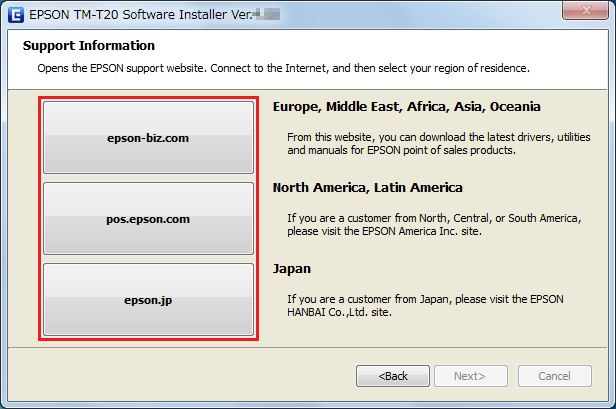 TM-T0 Software Installer se automaticky načte a zobrazí se obrazovka EPSON TM-T0 Software Installer (EPSON TM-T0 Software Installer).