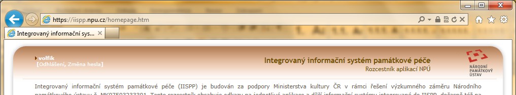 Obrázek 6 Rozcestník IISPP - přihlášení Obrázek 7 Rozcestník IISPP
