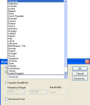 6. SKENOVÁNÍ KANÁLŮ Krok 1: Tlačítkem myši vyberte Scan Function pod sekci Region Scan. Krok 2: Vyberte oblast.