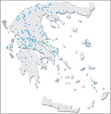 Obr.1 Geotermální prameny v Řecku Zdroj: I.G.M.E. V současnosti je však z celkového počtu všech registrovaných pramenů aktivně využíváno, a to různou mírou, pouhých 348, tedy 43 %.