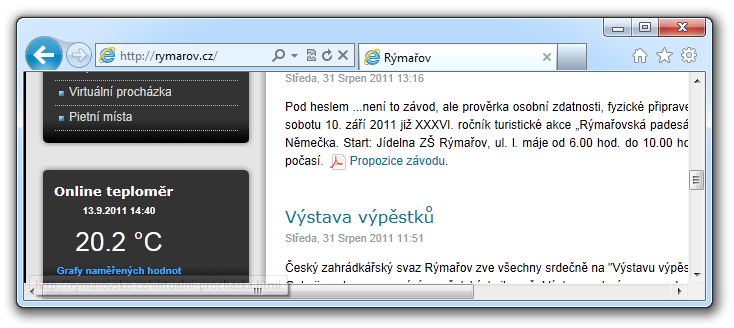 TME V l o ž e n í t e p l o t y d o v l a s t n í s t r á n k y p o m o c í s k r i p t u Teplotu z teploměru je možné vložit na vlastní stránky pomocí skriptovacího jazyka (například PHP či ASP.