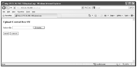 NASTAVENÍ SYSTÉMU PRO ETHERNET INTERFACE 6.5 Aktualizace software řídícího boxu ProSensoru 1. Vstupte na hlavní stránku Planmeca ProSensoru zadáním IP adresy řídícího boxu a /index.