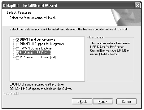 7.3 Instalace Romexis 2.6 anebo DidapiKit 4.7.2 a novější NASTAVENÍ SYSTÉMU PRO USB INTERFACE 1.