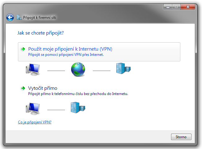 Zvolte možnost Připojit k firemní síti.