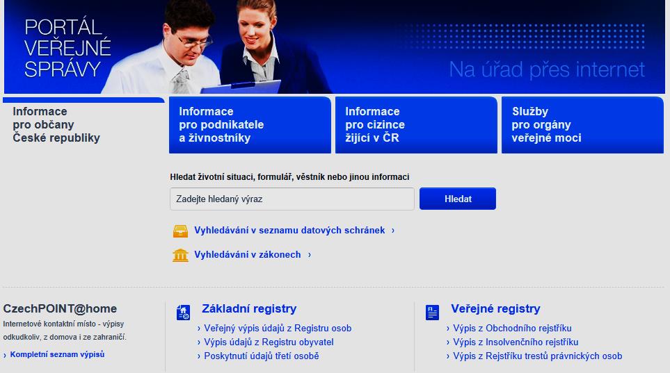veřejné správy (http://portal.gov.cz) posílat do základních registrů dotazy na referenční údaje ke své osobě.